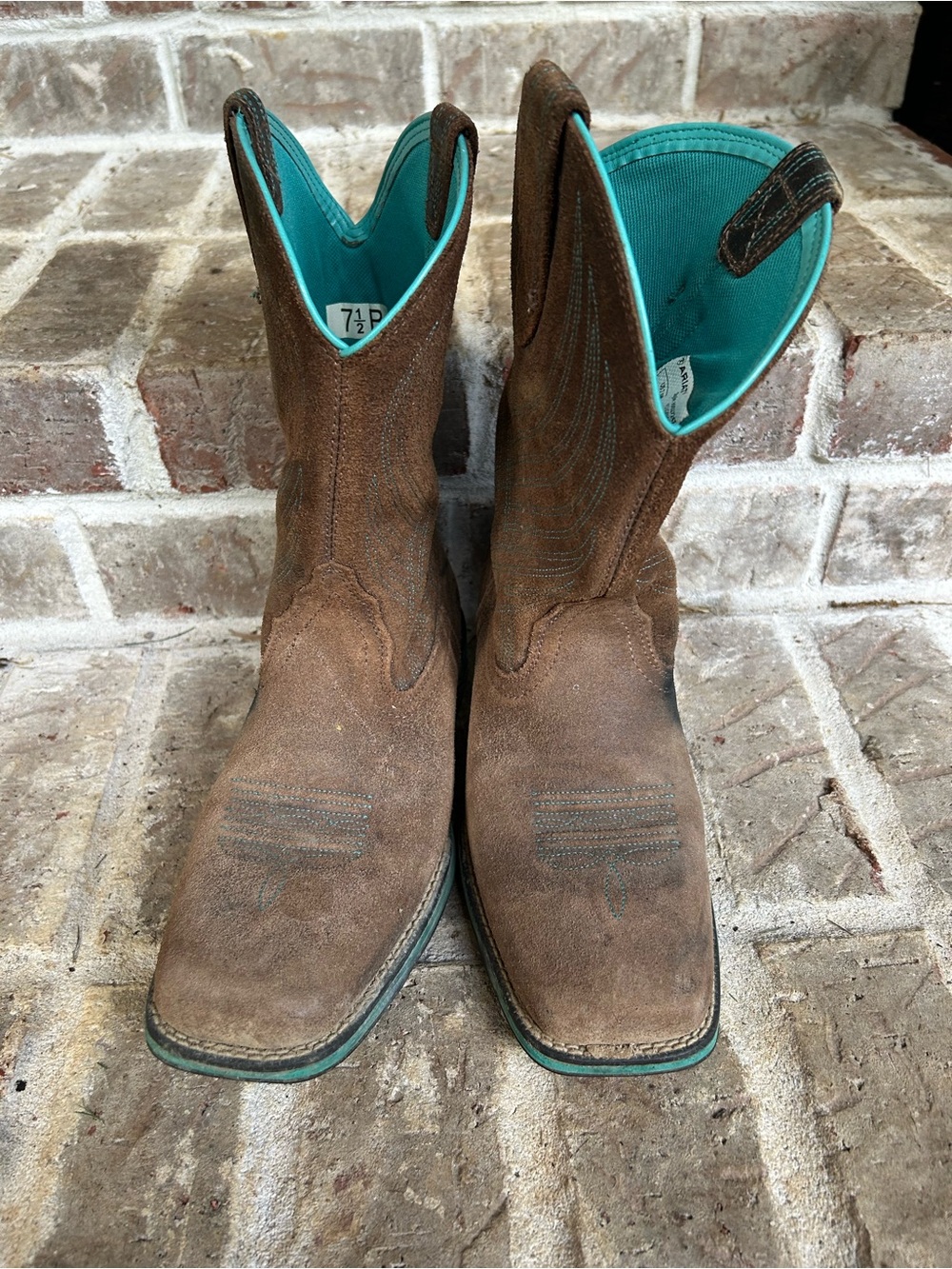 Ariat Boots Womens Size 7.5B Anthem Java Brown Turquoise Western Boots 10027247 - Picture 3 of 8